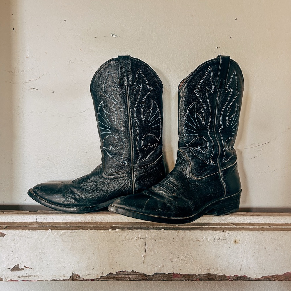 Acme Black Western Cowboy Boots